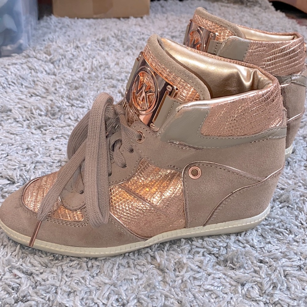 Michael Kors Rose Gold High Top Sneakers